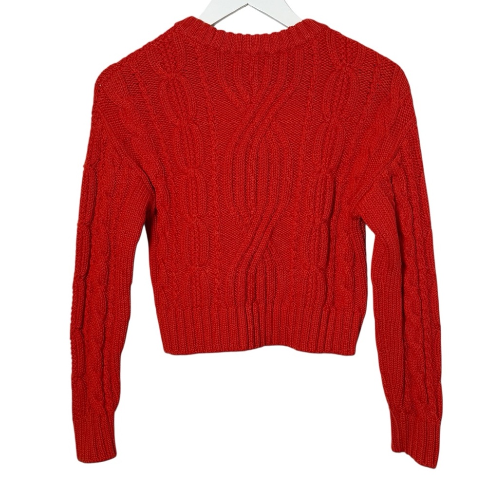 Sezane Red Cable Knit Sweater - Picture 4 of 10